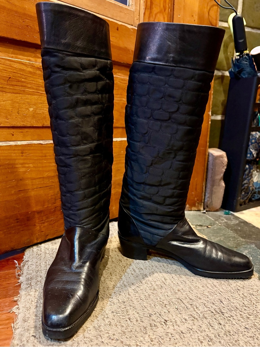 Stuart by Stuart Weitzman Vintage Classic Black Quilted Knee-High Women's Boots